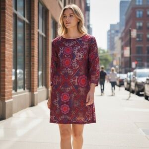 AMT Red Floral Mesh Tunic Dress
New